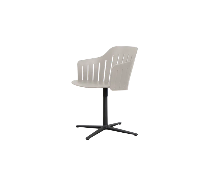 Choice chair with swivel base by Cane-line in Taupe, polypropylene, up to 98% recycled, Black, aluminium – product photo