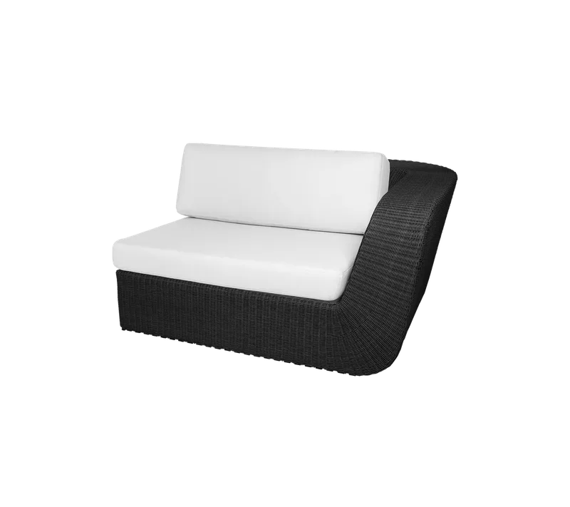 Savannah 2-seater sofa, left module von Cane-line in Black, large round Weave, White, Natté w/QuickDry & Airflow – Produktfoto