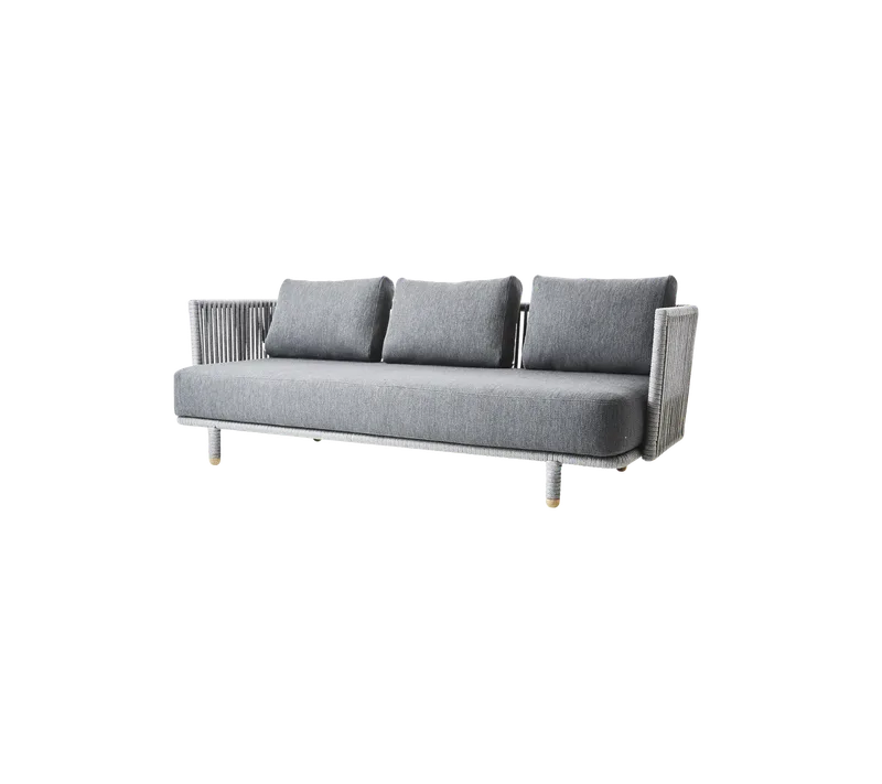 Moments 3-seater sofa von Cane-line in Grey, string open Soft Rope incl. grey AirTouch w/QuickDry & Airflow – Produktfoto