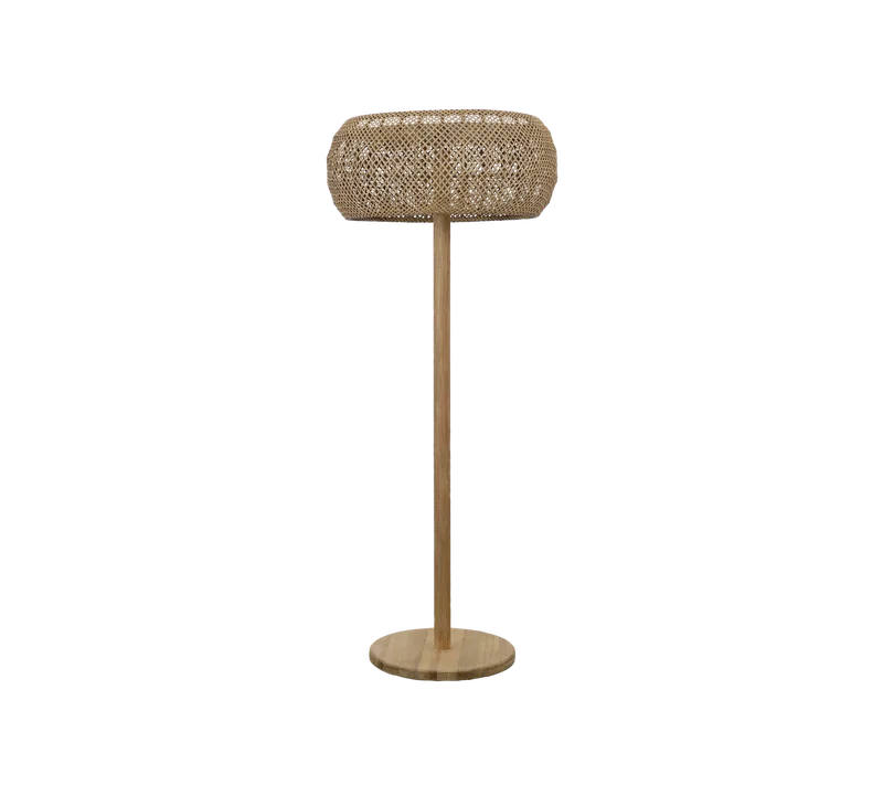 Illusion Glow floor lamp von Cane-line in Natural, mini cross Weave w/teak, Ohne – Produktfoto