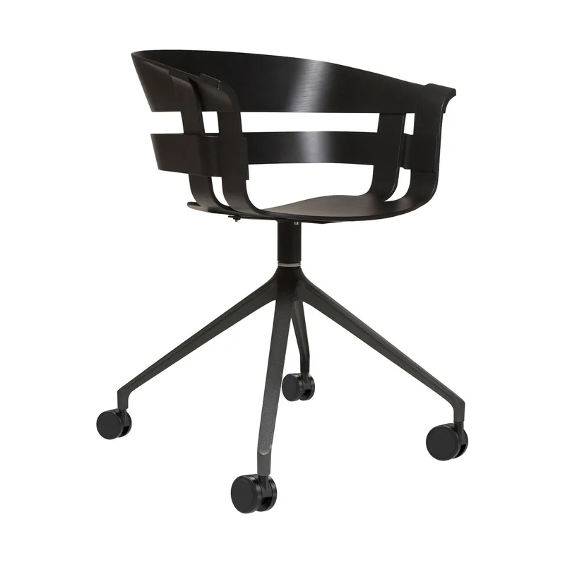 Wick Chair by Design House Stockholm in Swivel Base with Wheels, Black – product photo