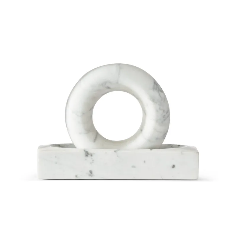 Tondo Mortar & Pestle van Design House Stockholm in White Grey Marble – productfoto