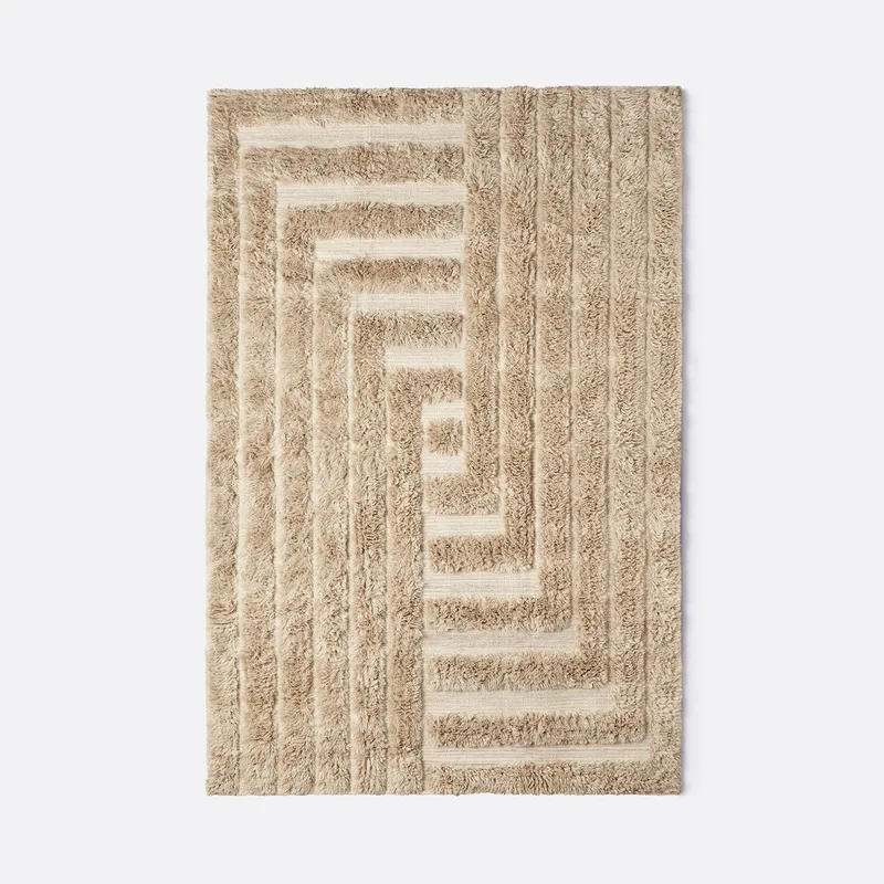 Shaggy Labyrinth Rug Beige van Dusty Deco in 200 × 300 – productfoto