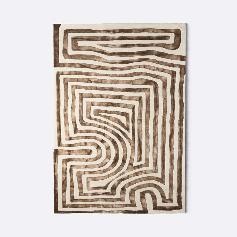 Psychedelic Labyrinth Rug Beige by Dusty Deco in 200 × 300 – product photo