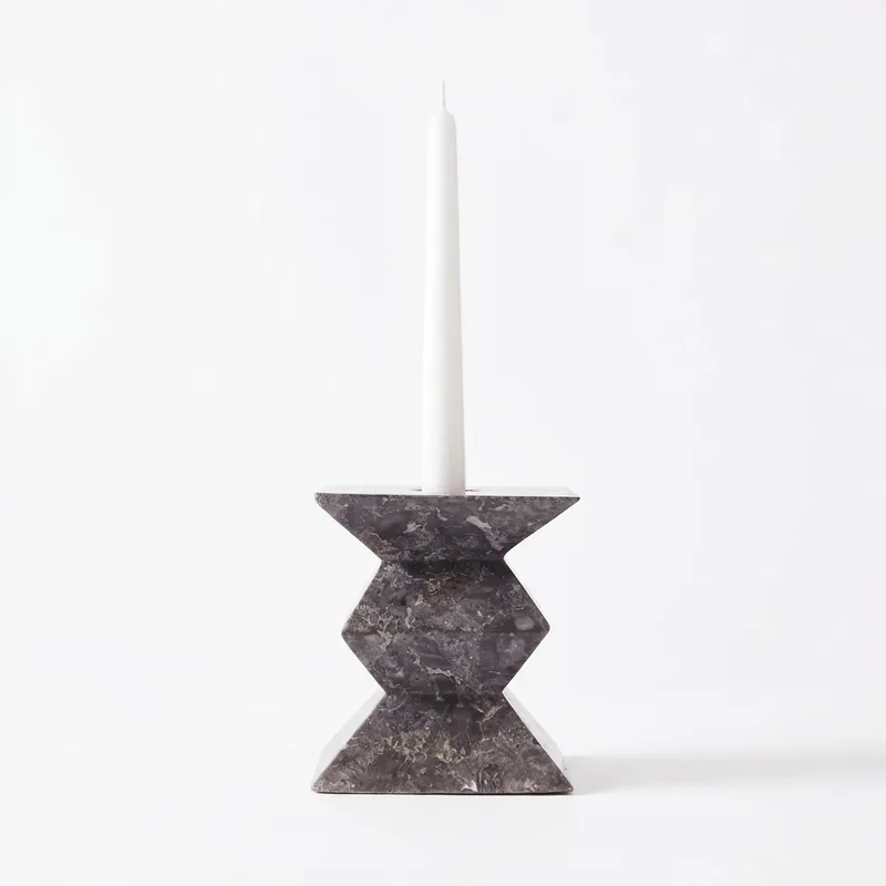 Totem Candle Holder Low Grey by Dusty Deco – product photo