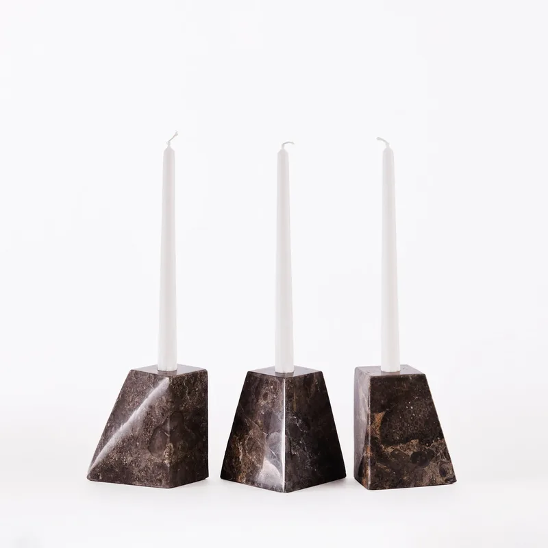 Pyramid Candle Holders Grey by Dusty Deco – product photo