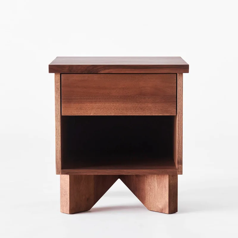 V Bedside Table Walnut by Dusty Deco – product photo