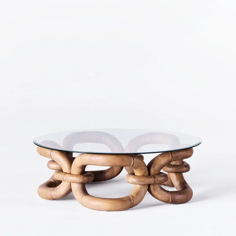 Bamboo Bracelet Sofa Table van Dusty Deco in Ø 105 cm – productfoto
