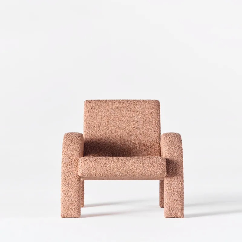 Arco Lounge Chair Small Boucle Pink by Dusty Deco – product photo