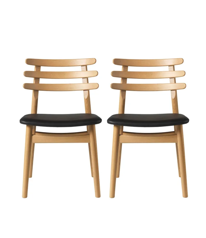 J48 - Stol - 2 stk - Eg - Olieret - Læder - Sort by FDB Møbler – product photo