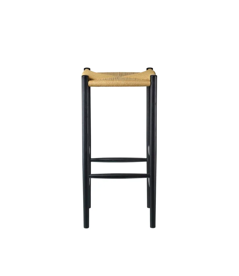 J164B - Barstol firkantet - Eg - Jet Black by FDB Møbler – product photo