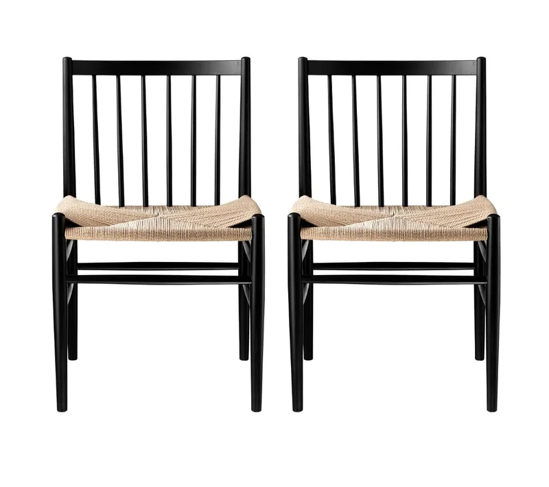 J80 - Stol - 2 stk - Bøg - Jet Black de FDB Møbler – photo du produit