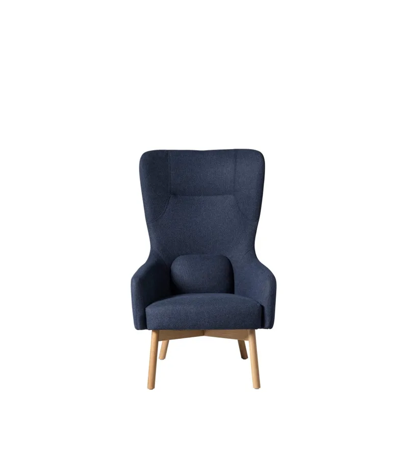 L35 Gesja - Øreklapstol - Eg - Dark Blue van FDB Møbler – productfoto