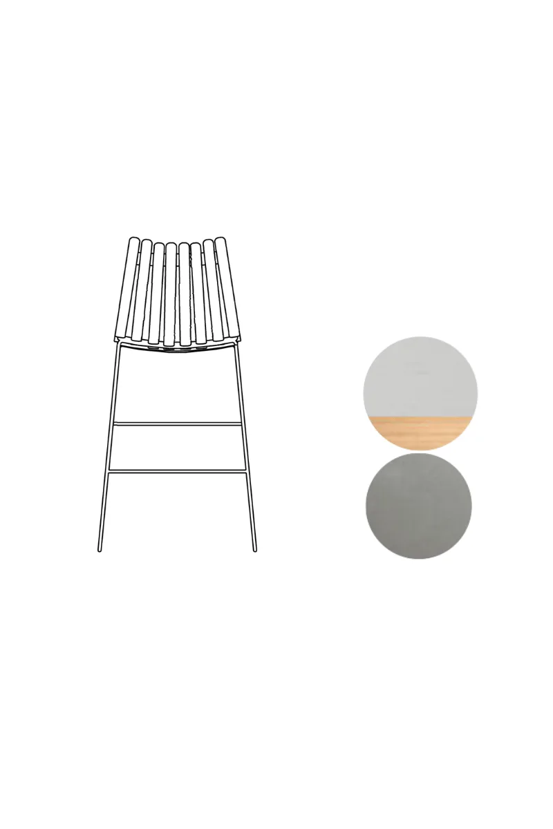 Scandia Kitchen Stool 65cm by Fjordfiesta in Lys grå med lyse kanter, Satin – product photo