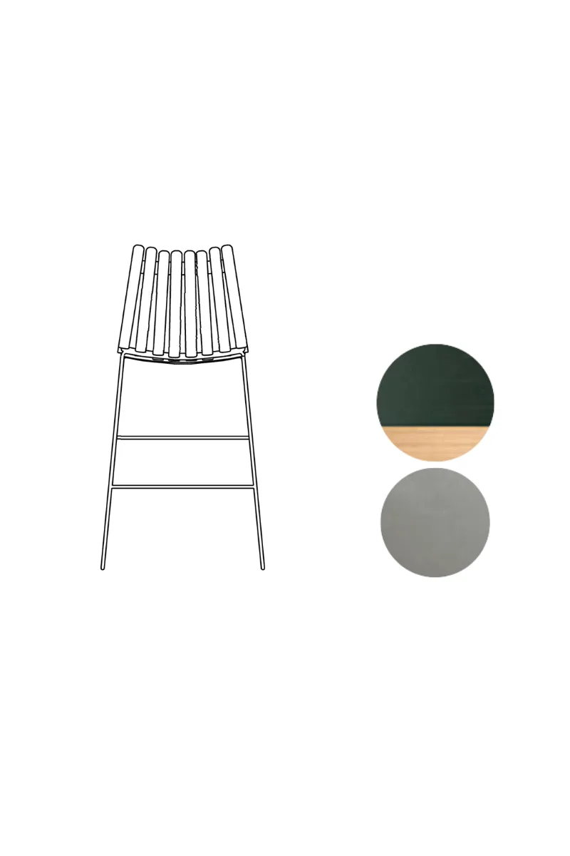 Scandia Kitchen Stool 65cm van Fjordfiesta in Grønn med lyse kanter, Satin – productfoto