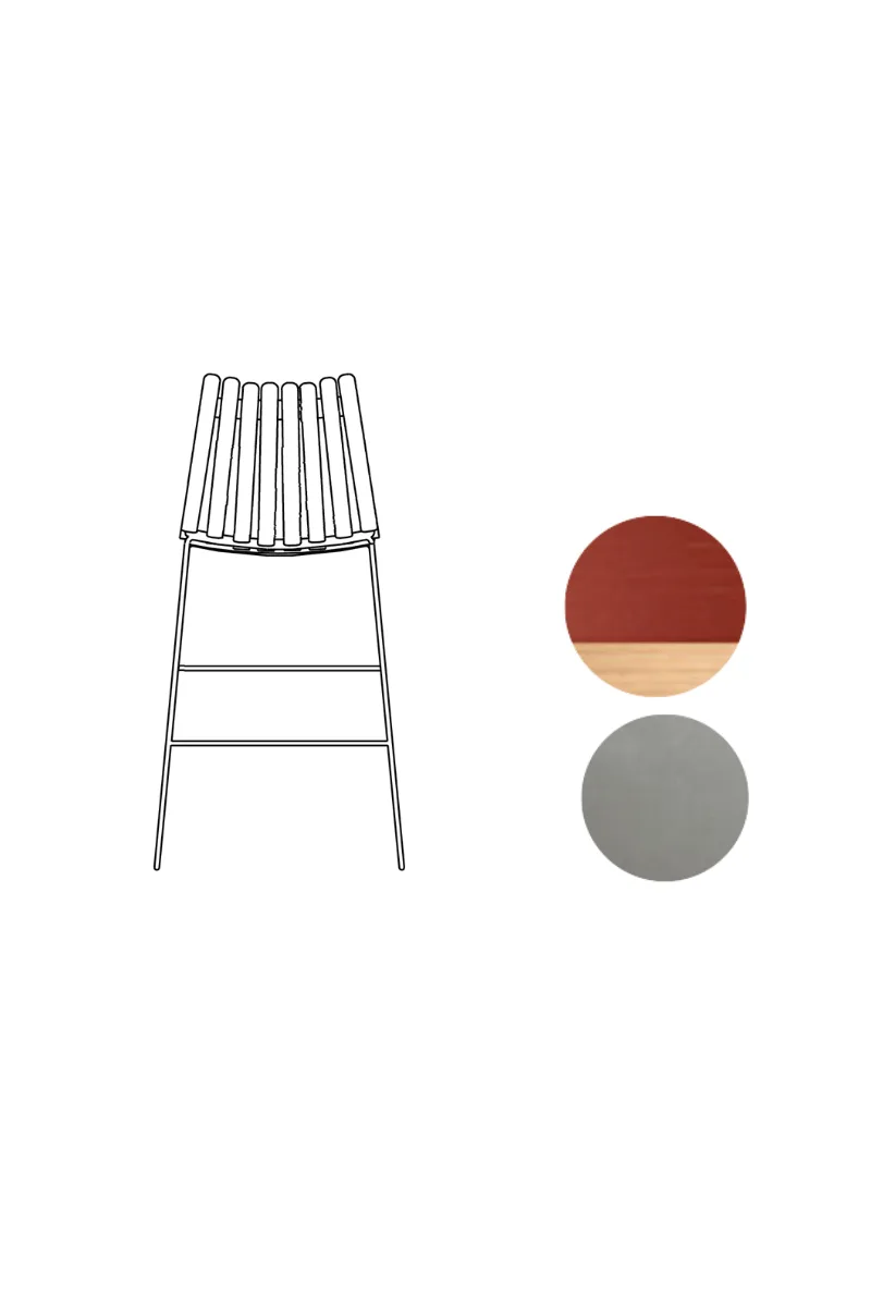 Scandia Kitchen Stool 65cm by Fjordfiesta in Rød med lyse kanter, Satin – product photo