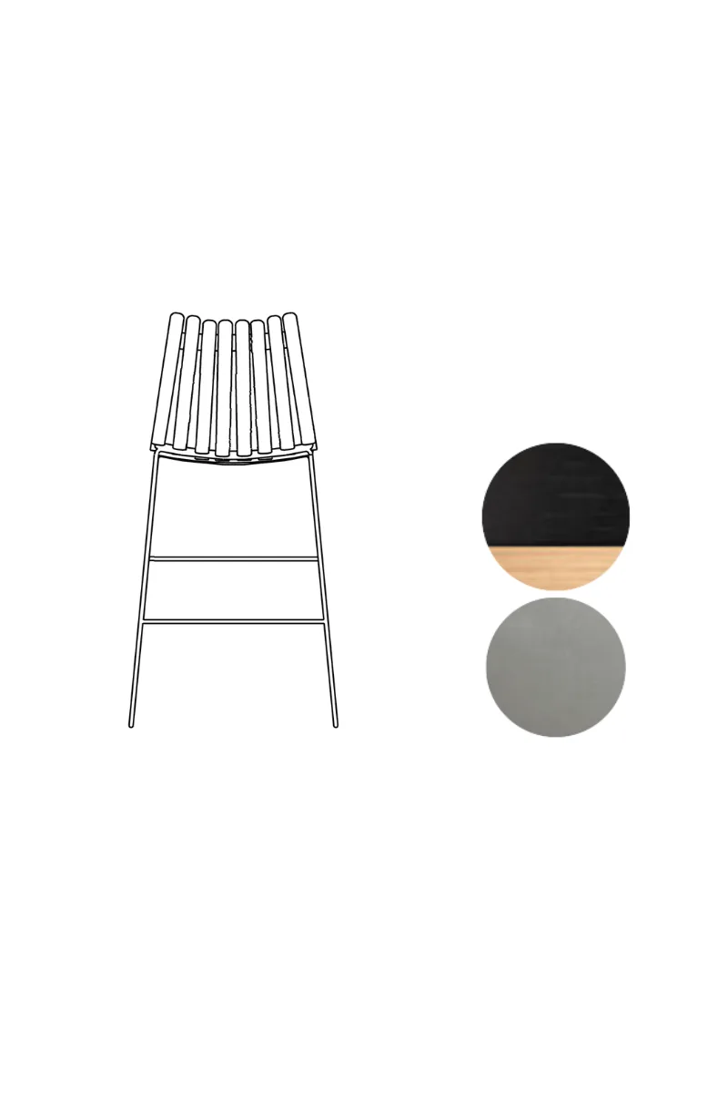 Scandia Kitchen Stool 65cm by Fjordfiesta in Sort med lyse kanter, Satin – product photo