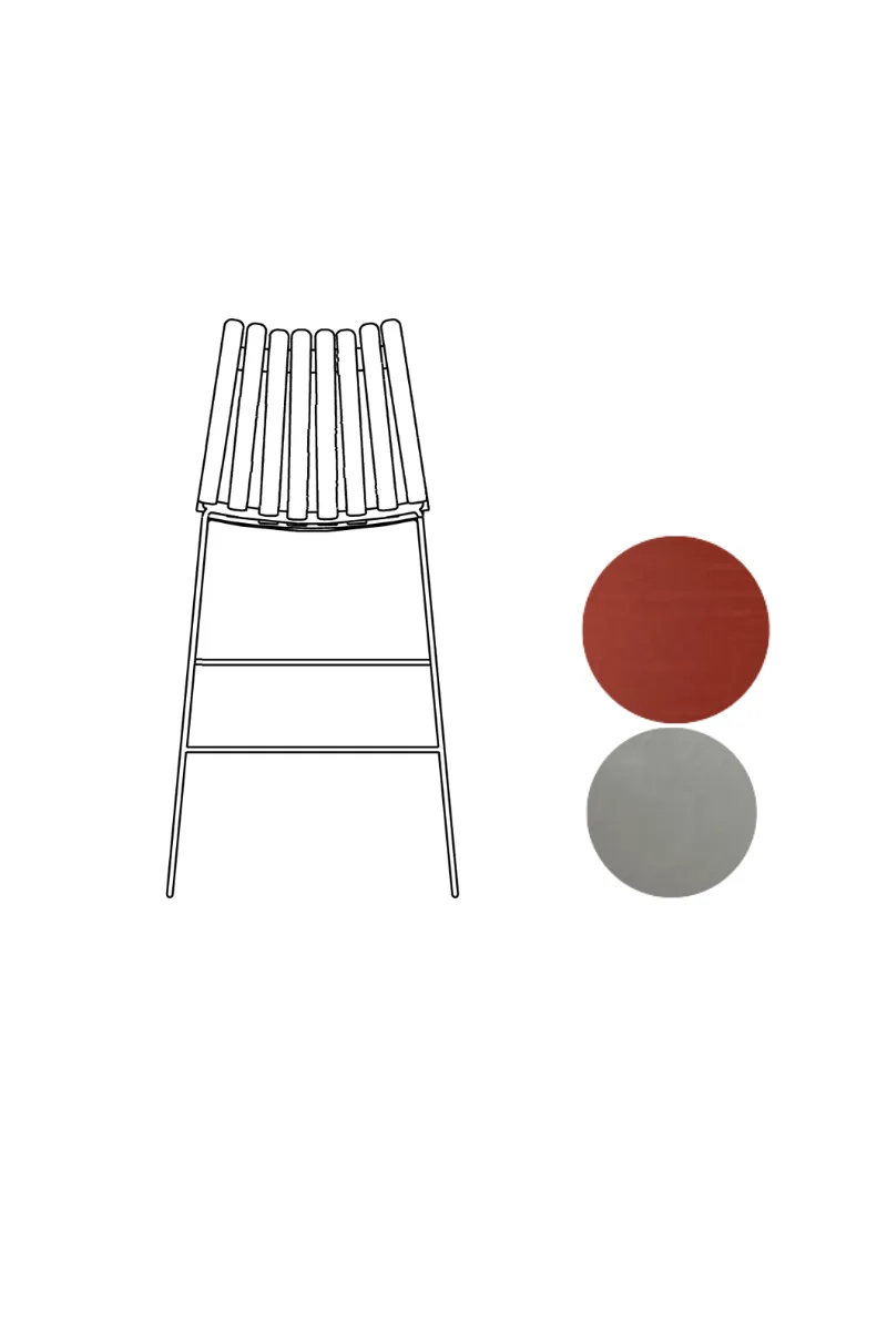 Scandia Bar Stool 75cm von Fjordfiesta in Rød heldekkende, Satin – Produktfoto
