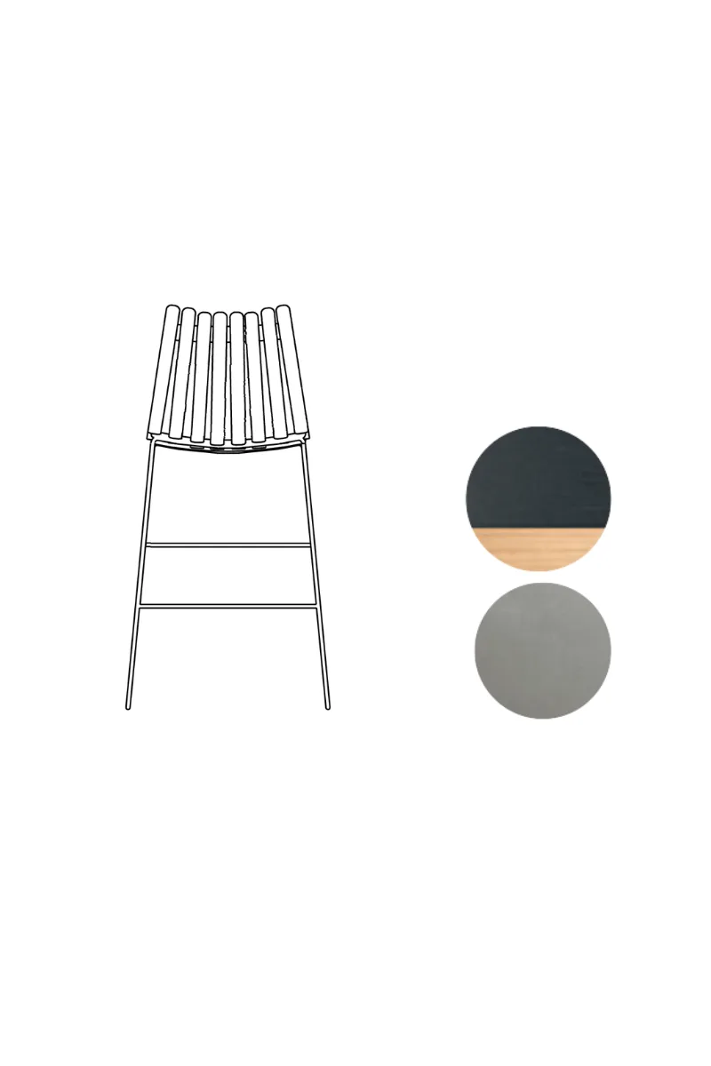 Scandia Kitchen Stool 65cm by Fjordfiesta in Blå med lyse kanter, Satin – product photo