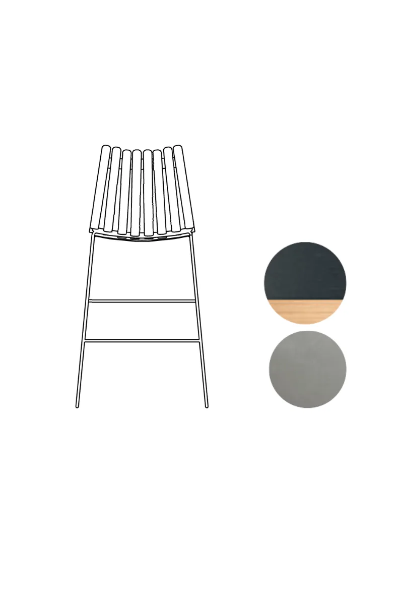 Scandia Bar Stool 75cm by Fjordfiesta in Blå med lyse kanter, Satin – product photo