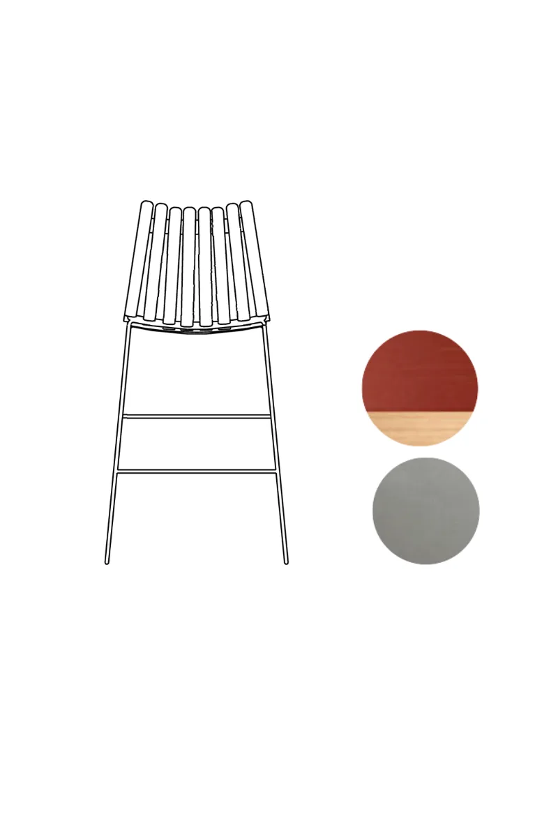 Scandia Bar Stool 75cm von Fjordfiesta in Rød med lyse kanter, Satin – Produktfoto