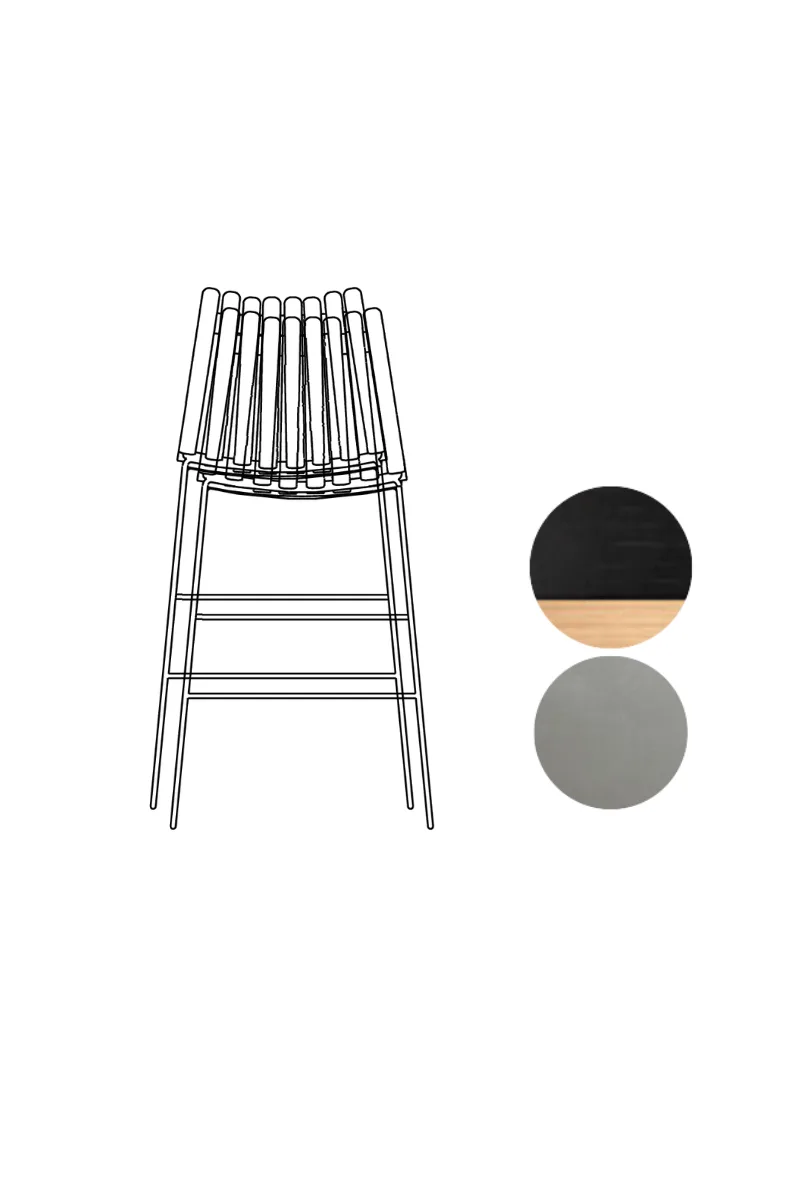 Scandia Bar Stool 75cm von Fjordfiesta in Sort med lyse kanter, Satin – Produktfoto