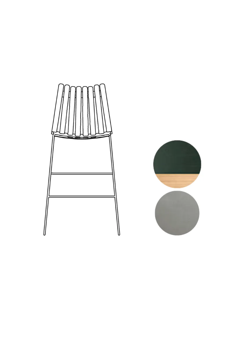 Scandia Bar Stool 75cm by Fjordfiesta in Grønn med lyse kanter, Satin – product photo