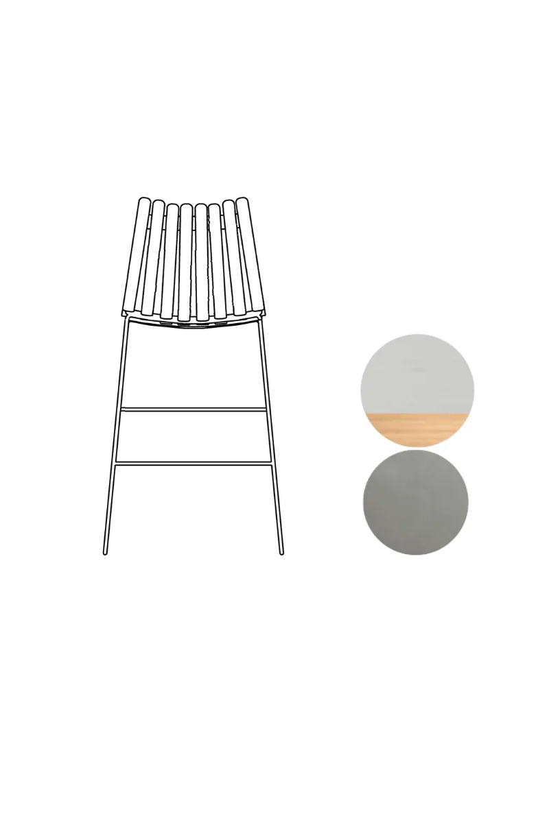 Scandia Bar Stool 75cm van Fjordfiesta in Lys grå med lyse kanter, Satin – productfoto