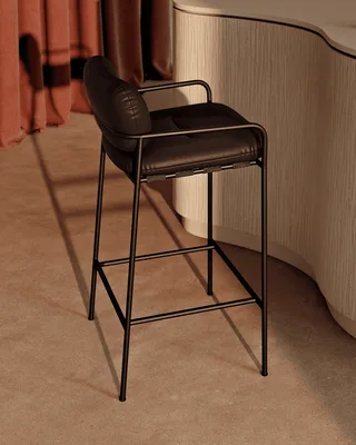 Bollo Counter Stool Bollo de Fogia en Elmosoft 99999/RAL9005, Jet black (RAL 9005), Elmosoft 99999, Elmo Leather, Leather – photo d’ambiance 7 sur 10