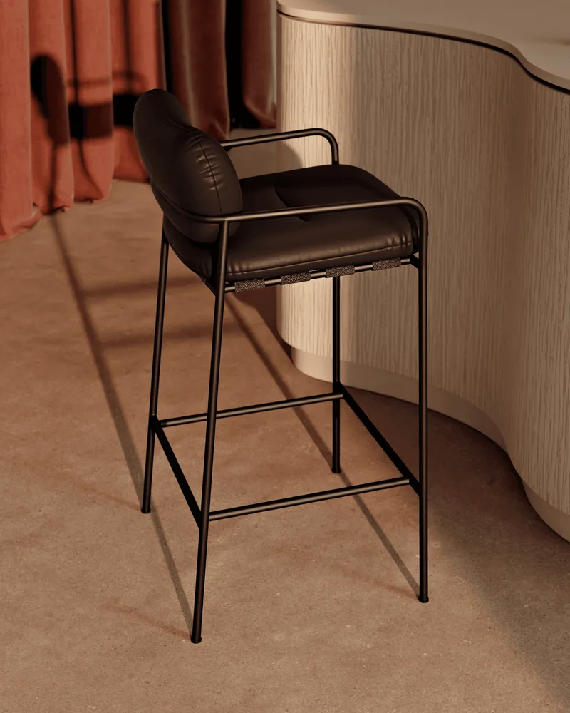 Bollo Counter Stool Bollo de Fogia en Elmosoft 99999/RAL9005, Jet black (RAL 9005), Elmosoft 99999, Elmo Leather, Leather – photo d’ambiance 7 sur 10
