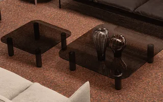 Big Sur Coffee Table Low, Large Big Sur de Fogia en Smoked glass/Smoked oak, Smoked oak – photo d’ambiance 4 sur 9