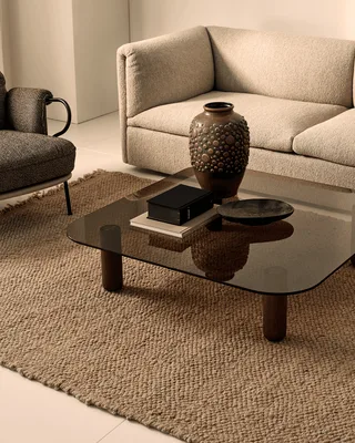 Big Sur Coffee Table Low, Large Big Sur de Fogia en Smoked glass/Smoked oak, Smoked oak – photo d’ambiance 7 sur 9