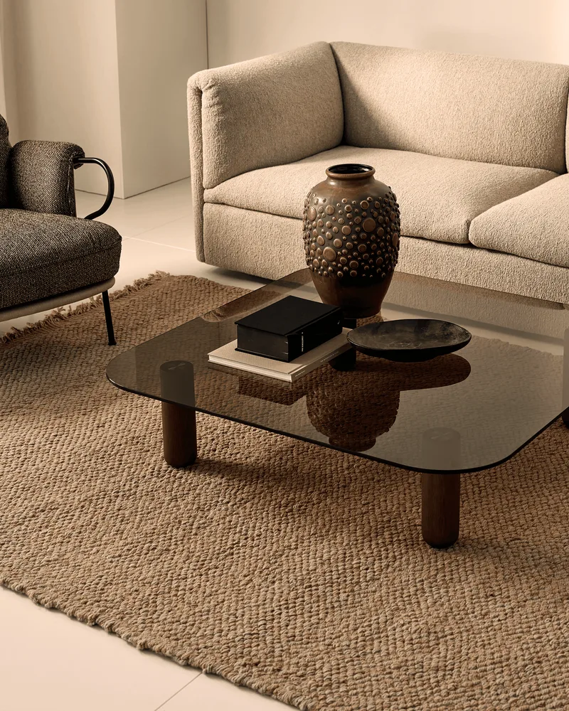 Big Sur Coffee Table Low, Large Big Sur de Fogia en Smoked glass/Smoked oak, Smoked oak – photo d’ambiance 7 sur 9