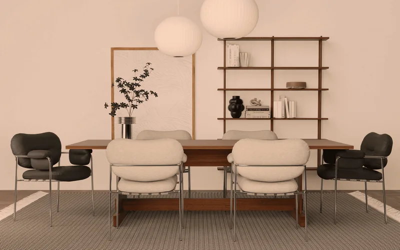 Bollo Dining Chair Bollo by Fogia in Barnum Sand 2/RAL1013, Oyster white (RAL 1013), Barnum Sand 2, Nevotex, Fabric – interior photo 51 of 53