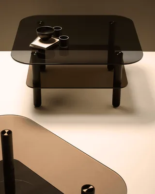 Big Sur Coffee Table High Big Sur by Fogia in Anthracite glass/Black oak, Black oak – interior photo 1 of 5
