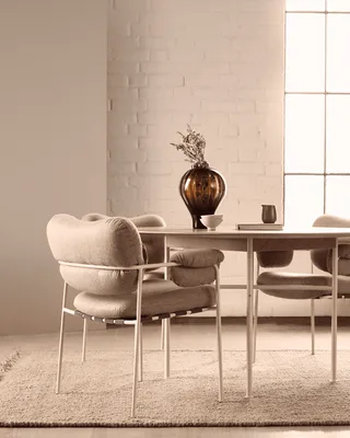 Bollo Dining Chair Bollo by Fogia in Barnum Sand 2/RAL1013, Oyster white (RAL 1013), Barnum Sand 2, Nevotex, Fabric – interior photo 28 of 53