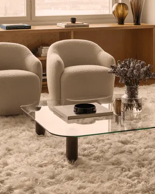 Big Sur Coffee Table Low, Large Big Sur de Fogia en Smoked glass/Smoked oak, Smoked oak – photo d’ambiance 1 sur 9