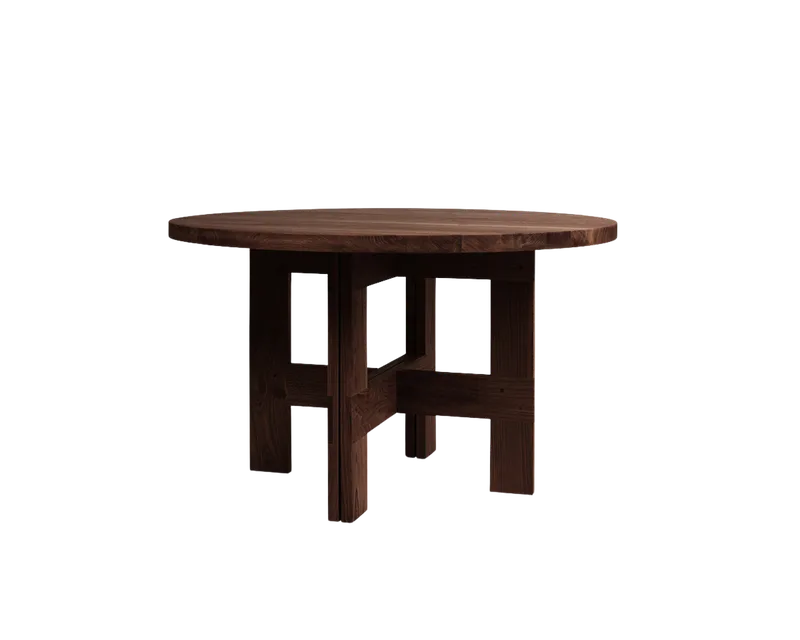 Farmhouse Trestle Table | Dark Oak | 140 Ø Round by FRAMA in 140 Ø Round, Dark Oak – product photo