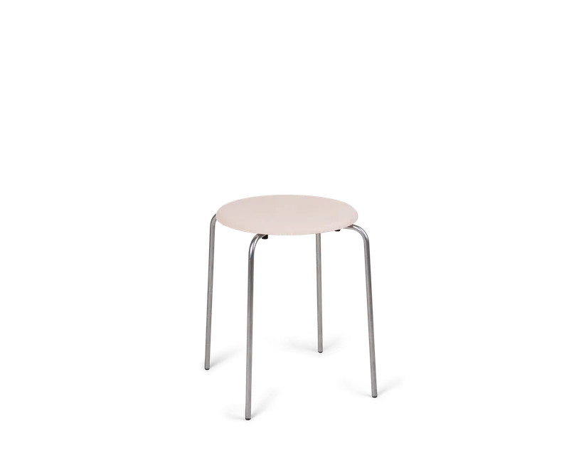 Petit Rond Stool | Stainless Steel / Natural Leather by FRAMA in Stool, Stainless Steel / Natural Leather – product photo