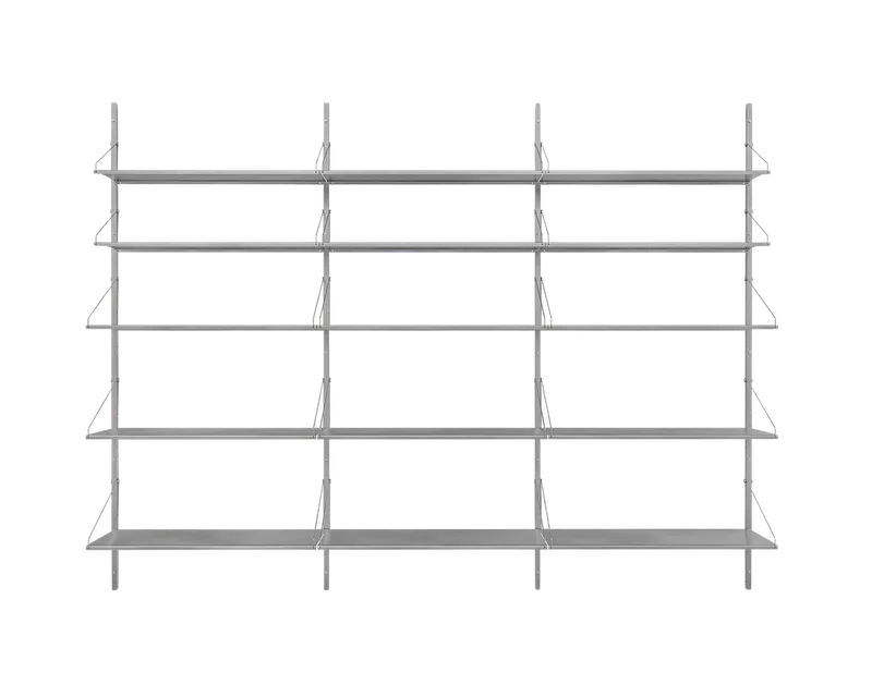 Shelf Library Triple Section | Stainless Steel | H185.2 / W80 von FRAMA in H1852 / W80, Stainless Steel – Produktfoto