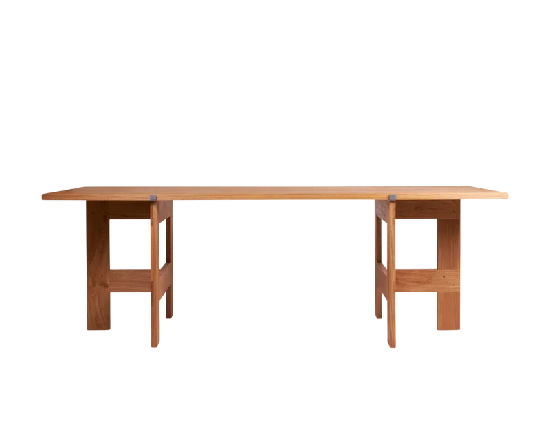 Farmhouse Trestle Table | Natural Oak | L220 Planks van FRAMA in L220 Planks, Oak – productfoto