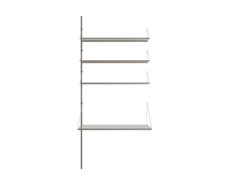 Shelf Library Add-on Desk Section | Stainless Steel | H185.2 / W80 van FRAMA in H1852 / W80 / ADD-ON DESK, Stainless Steel – productfoto