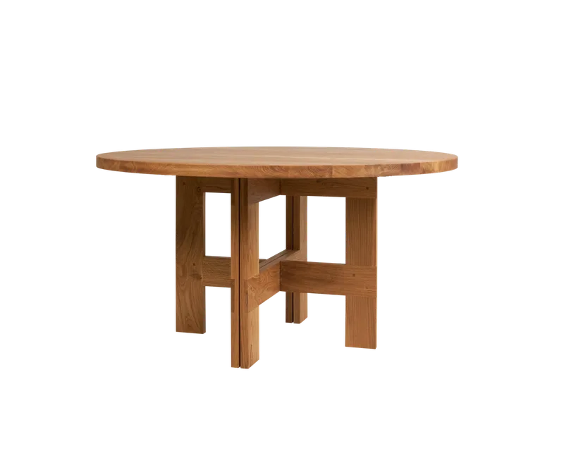 Farmhouse Trestle Table | Natural Oak | 140 Ø Round by FRAMA in 140 Ø Round, Oak – product photo