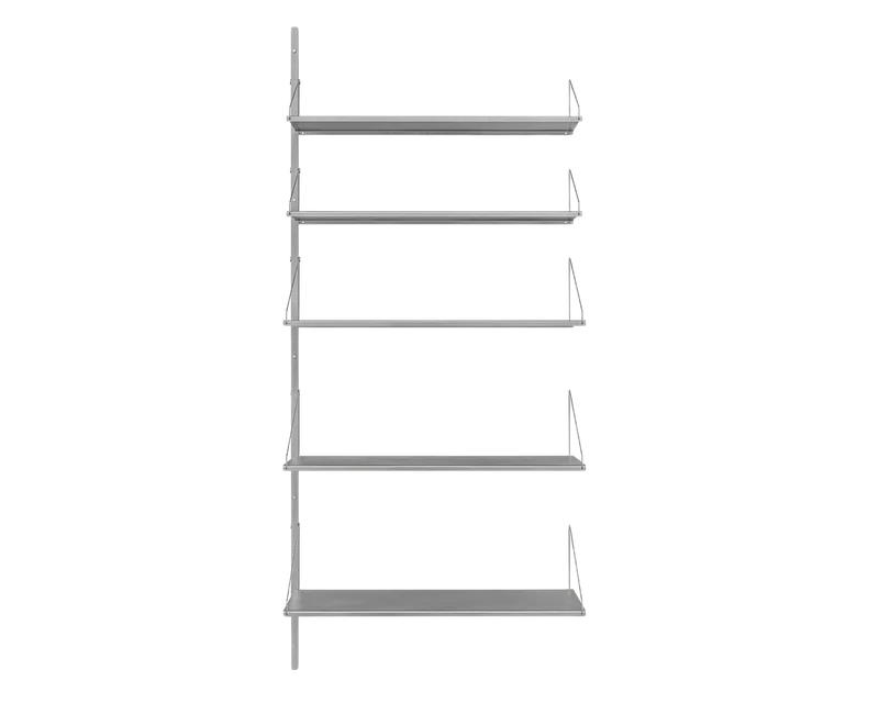 Shelf Library Add-on Section | Stainless Steel | H185.2 / W80 by FRAMA in H1852 / W80 / ADD-ON, Stainless Steel – product photo