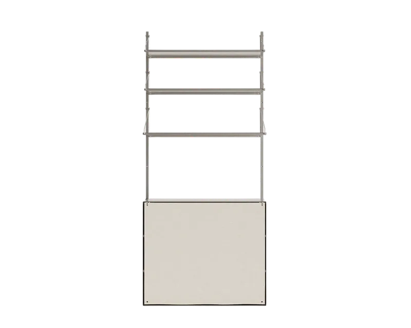 Shelf Library Canvas Cabinet Section | Stainless Steel / Canvas | H185.2 / W80 van FRAMA in Stainless Steel, H1852 / W80 – productfoto