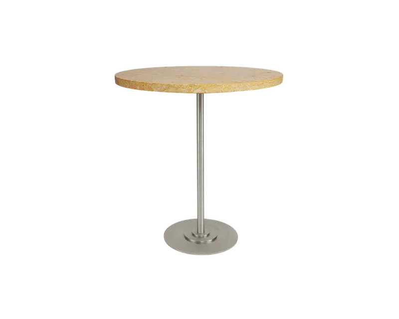 Table 57 | Yellow Limestone / Stainless Steel | Ø70 by FRAMA in Yellow Limestone / Stainless Steel, Ø70 – product photo