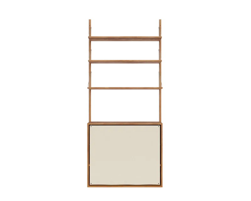 Shelf Library Canvas Cabinet Section | Natural Oak / Canvas | H185.2 / W80 van FRAMA in Natural Oak, H1852 / W80 – productfoto