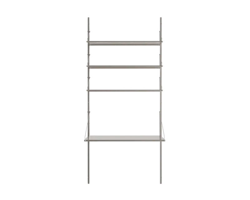 Shelf Library Desk Section | Stainless Steel | H185.2 / W80 by FRAMA in H1852 / W80 / DESK, Stainless Steel – product photo