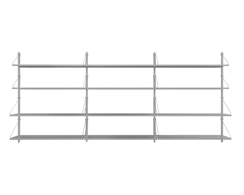 Shelf Library Triple Section | Stainless Steel | H108.4 / W80 van FRAMA in H1084 / W80, Stainless Steel – productfoto