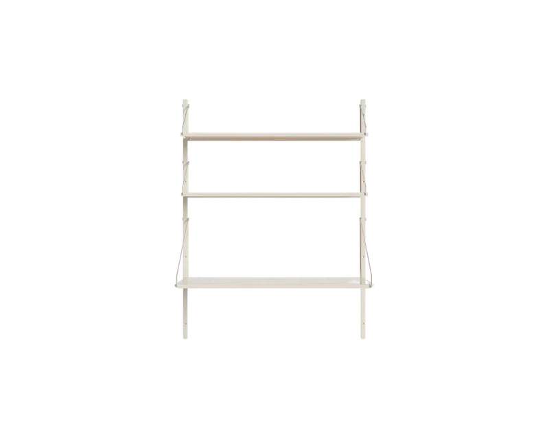 Shelf Library Desk Section | Warm White Steel | H108.4 / W80 van FRAMA in H1084 / W80 / DESK, Warm White Steel – productfoto